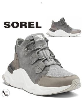 Sorel Kinetic Caribou Grey Suede Boot Sneaker Waterproof Leather Winter Boot 7.5